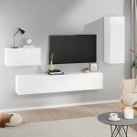 vidaXL Set dulap TV, 4 piese, alb, lemn prelucrat vidaXL Set dulap TV, 4 piese, alb, lemn prelucrat