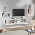 vidaXL Set dulap TV, 4 piese, alb, lemn prelucrat vidaXL Set dulap TV, 4 piese, alb, lemn prelucrat