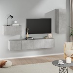 vidaXL Set dulap TV, 4 piese, gri beton, lemn prelucrat vidaXL Set dulap TV, 4 piese, gri beton, lemn prelucrat