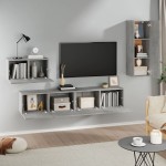vidaXL Set dulap TV, 4 piese, gri beton, lemn prelucrat vidaXL Set dulap TV, 4 piese, gri beton, lemn prelucrat