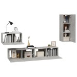 vidaXL Set dulap TV, 4 piese, gri beton, lemn prelucrat vidaXL Set dulap TV, 4 piese, gri beton, lemn prelucrat