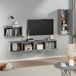 vidaXL Set dulapuri TV, 4 piese, gri sonoma, lemn prelucrat vidaXL Set dulapuri TV, 4 piese, gri sonoma, lemn prelucrat