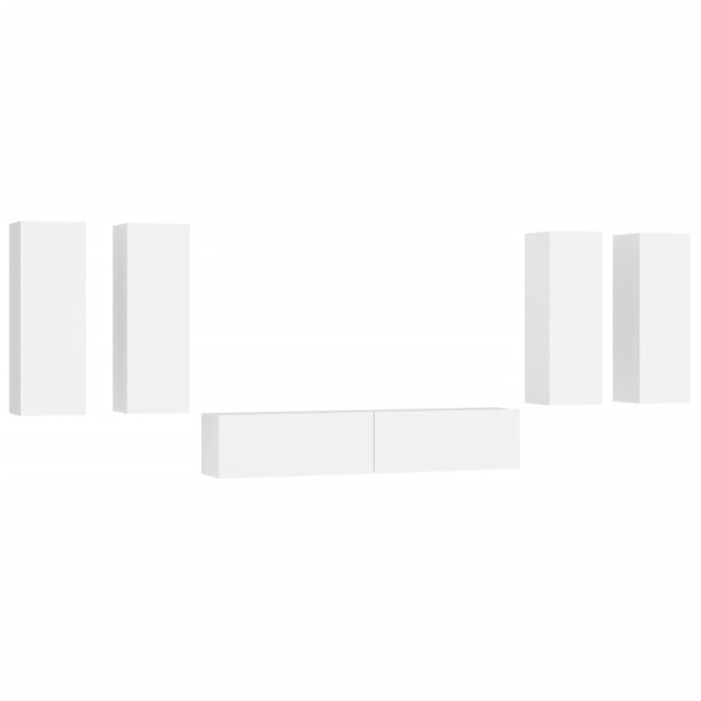 vidaXL Set dulap TV, 6 piese, alb, lemn prelucrat