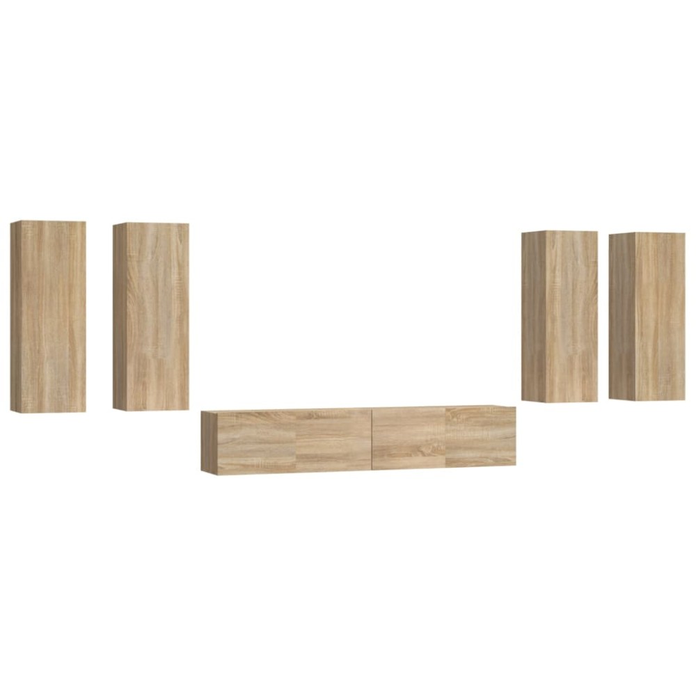 vidaXL Set dulap TV, 6 piese, stejar sonoma, lemn prelucrat