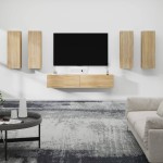 vidaXL Set dulap TV, 6 piese, stejar sonoma, lemn prelucrat vidaXL Set dulap TV, 6 piese, stejar sonoma, lemn prelucrat