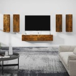 vidaXL Set dulapuri TV, 6 piese, stejar fumuriu, lemn prelucrat