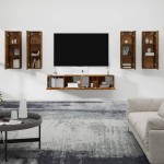 vidaXL Set dulapuri TV, 6 piese, stejar fumuriu, lemn prelucrat