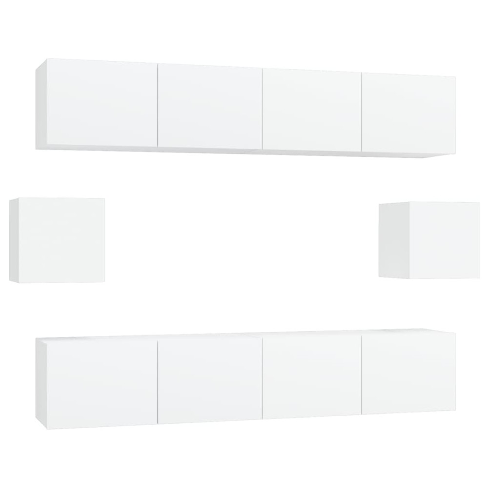 vidaXL Set dulap TV, 6 piese, alb, lemn prelucrat
