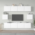 vidaXL Set dulap TV, 6 piese, alb, lemn prelucrat vidaXL Set dulap TV, 6 piese, alb, lemn prelucrat