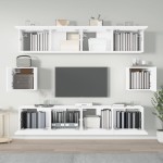 vidaXL Set dulap TV, 6 piese, alb, lemn prelucrat vidaXL Set dulap TV, 6 piese, alb, lemn prelucrat
