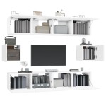 vidaXL Set dulap TV, 6 piese, alb, lemn prelucrat vidaXL Set dulap TV, 6 piese, alb, lemn prelucrat