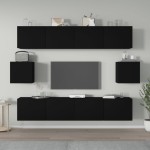 vidaXL Set dulap TV, 6 piese, negru, lemn prelucrat vidaXL Set dulap TV, 6 piese, negru, lemn prelucrat