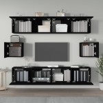 vidaXL Set dulap TV, 6 piese, negru, lemn prelucrat vidaXL Set dulap TV, 6 piese, negru, lemn prelucrat