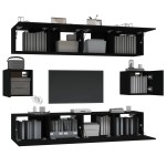 vidaXL Set dulap TV, 6 piese, negru, lemn prelucrat vidaXL Set dulap TV, 6 piese, negru, lemn prelucrat