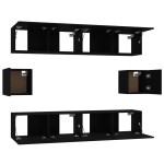 vidaXL Set dulap TV, 6 piese, negru, lemn prelucrat vidaXL Set dulap TV, 6 piese, negru, lemn prelucrat