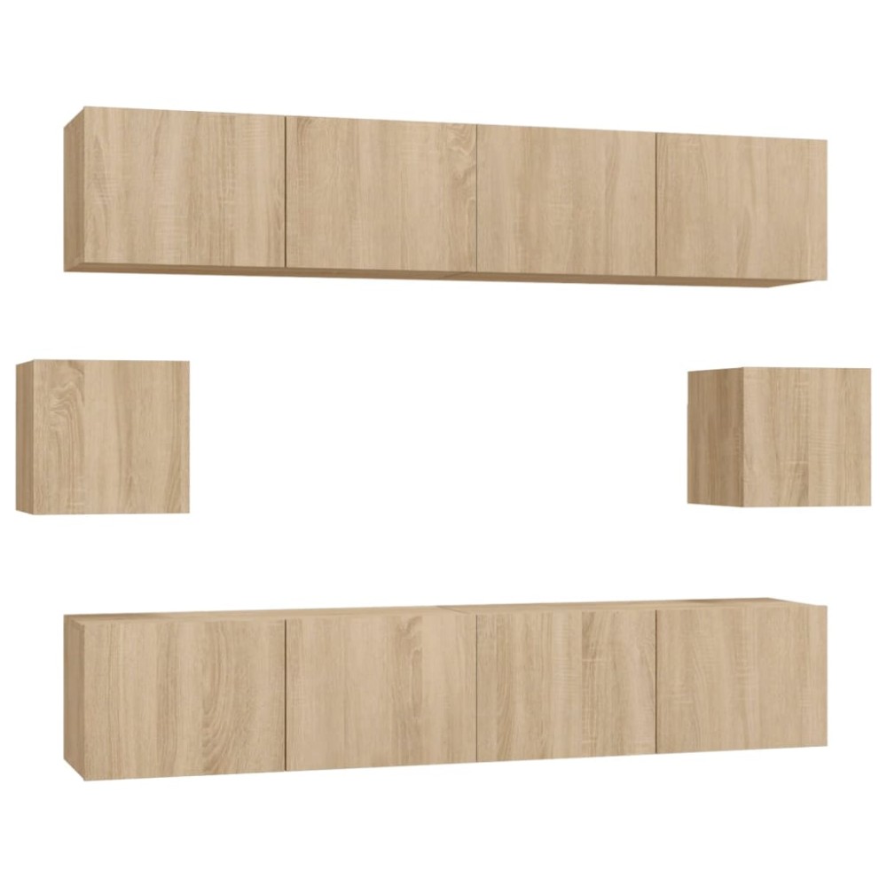 vidaXL Set dulap TV, 6 piese, stejar sonoma, lemn prelucrat