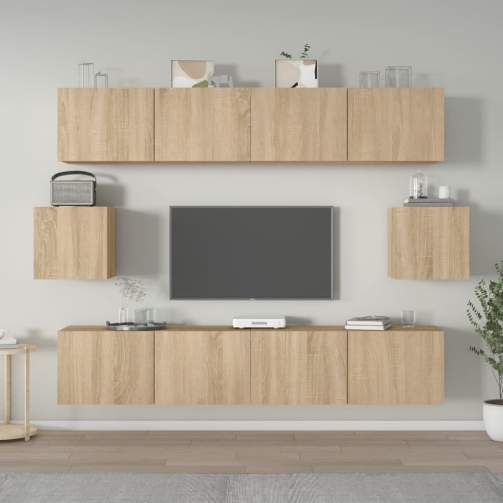 vidaXL Set dulap TV, 6 piese, stejar sonoma, lemn prelucrat