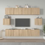 vidaXL Set dulap TV, 6 piese, stejar sonoma, lemn prelucrat vidaXL Set dulap TV, 6 piese, stejar sonoma, lemn prelucrat