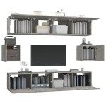 vidaXL Set dulap TV, 6 piese, gri beton, lemn prelucrat vidaXL Set dulap TV, 6 piese, gri beton, lemn prelucrat