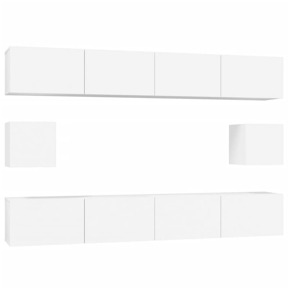 vidaXL Set dulap TV, 6 piese, alb, lemn prelucrat