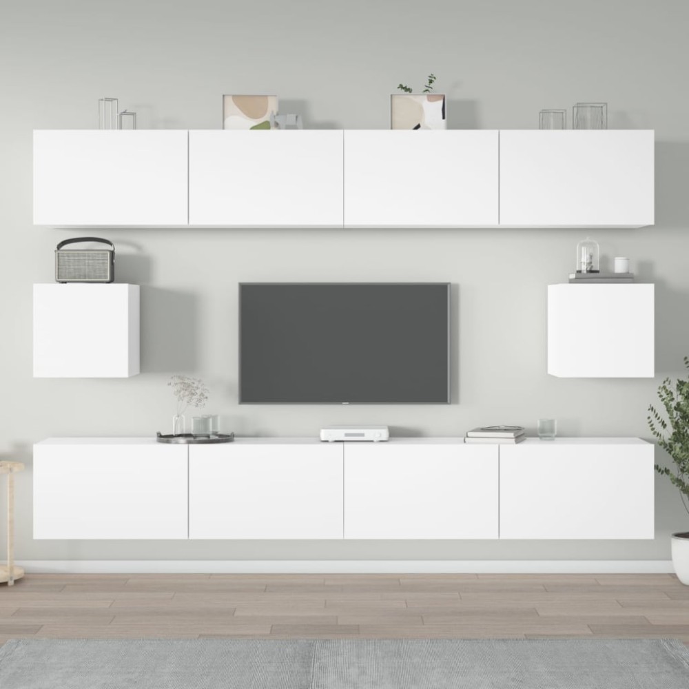 vidaXL Set dulap TV, 6 piese, alb, lemn prelucrat