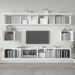 vidaXL Set dulap TV, 6 piese, alb, lemn prelucrat vidaXL Set dulap TV, 6 piese, alb, lemn prelucrat