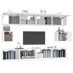 vidaXL Set dulap TV, 6 piese, alb, lemn prelucrat vidaXL Set dulap TV, 6 piese, alb, lemn prelucrat