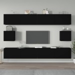 vidaXL Set dulap TV, 6 piese, negru, lemn prelucrat vidaXL Set dulap TV, 6 piese, negru, lemn prelucrat