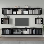 vidaXL Set dulap TV, 6 piese, negru, lemn prelucrat vidaXL Set dulap TV, 6 piese, negru, lemn prelucrat
