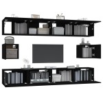 vidaXL Set dulap TV, 6 piese, negru, lemn prelucrat vidaXL Set dulap TV, 6 piese, negru, lemn prelucrat