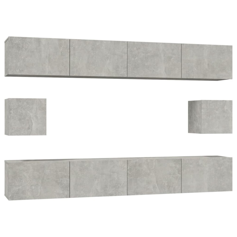 vidaXL Set dulap TV, 6 piese, gri beton, lemn prelucrat