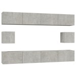 vidaXL Set dulap TV, 6 piese, gri beton, lemn prelucrat vidaXL Set dulap TV, 6 piese, gri beton, lemn prelucrat