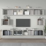 vidaXL Set dulap TV, 6 piese, gri beton, lemn prelucrat vidaXL Set dulap TV, 6 piese, gri beton, lemn prelucrat