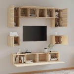 vidaXL Set dulap TV, 8 piese, stejar sonoma, lemn prelucrat vidaXL Set dulap TV, 8 piese, stejar sonoma, lemn prelucrat
