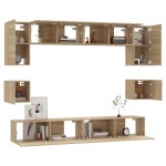 vidaXL Set dulap TV, 8 piese, stejar sonoma, lemn prelucrat vidaXL Set dulap TV, 8 piese, stejar sonoma, lemn prelucrat