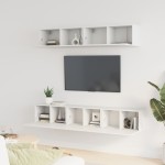 vidaXL Set dulap TV, 5 piese, alb, lemn prelucrat vidaXL Set dulap TV, 5 piese, alb, lemn prelucrat