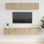 vidaXL Set dulap TV, 5 piese, stejar sonoma, lemn prelucrat vidaXL Set dulap TV, 5 piese, stejar sonoma, lemn prelucrat