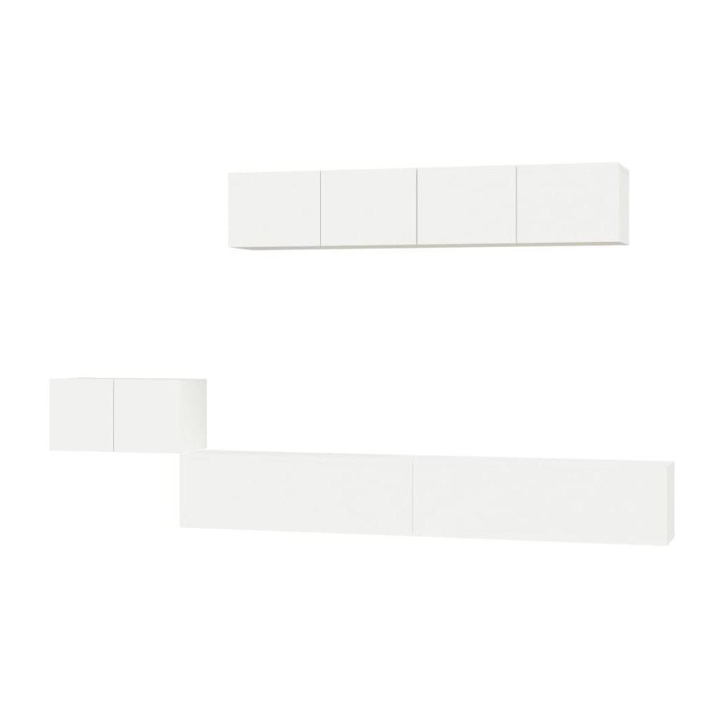 vidaXL Set dulap TV, 5 piese, alb, lemn prelucrat