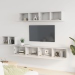 vidaXL Set dulap TV, 5 piese, alb, lemn prelucrat vidaXL Set dulap TV, 5 piese, alb, lemn prelucrat