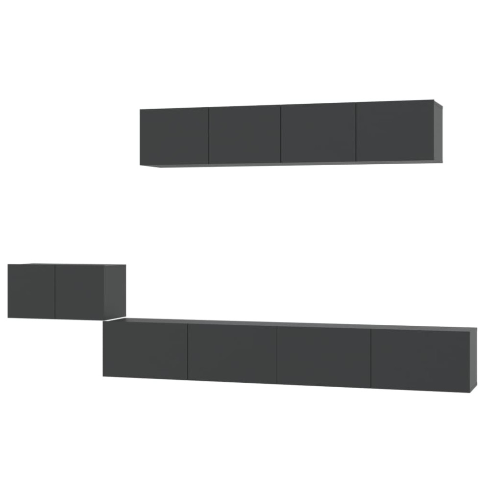 vidaXL Set dulap TV,5 piese, negru, lemn prelucrat