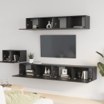 vidaXL Set dulap TV,5 piese, negru, lemn prelucrat vidaXL Set dulap TV,5 piese, negru, lemn prelucrat