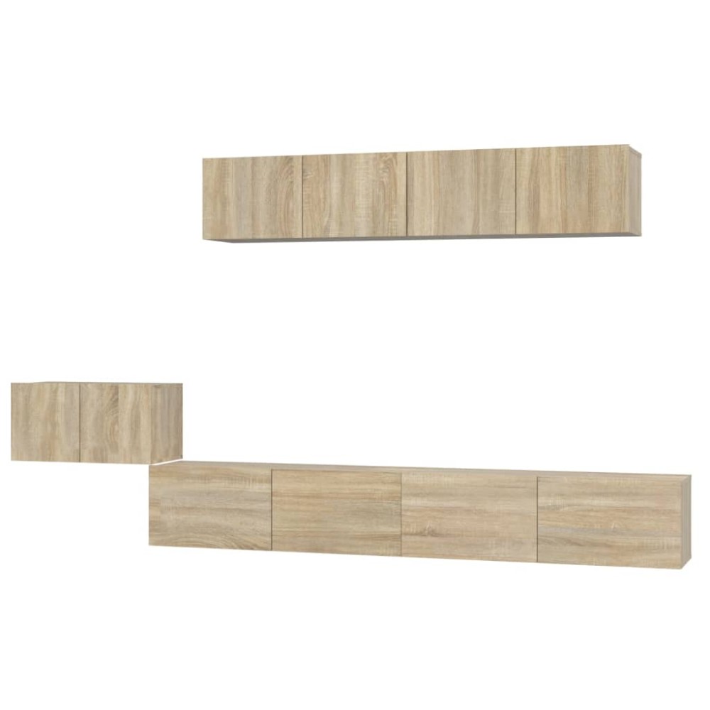 vidaXL Set dulap TV, 5 piese, stejar sonoma, lemn prelucrat