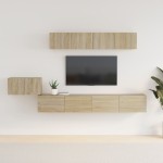 vidaXL Set dulap TV, 5 piese, stejar sonoma, lemn prelucrat vidaXL Set dulap TV, 5 piese, stejar sonoma, lemn prelucrat