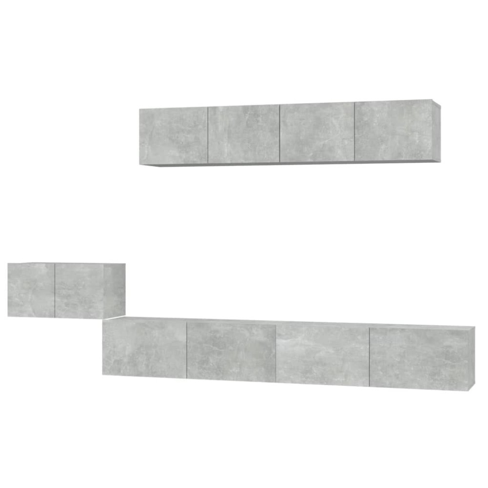 vidaXL Set dulap TV, 5 piese, gri beton, lemn prelucrat