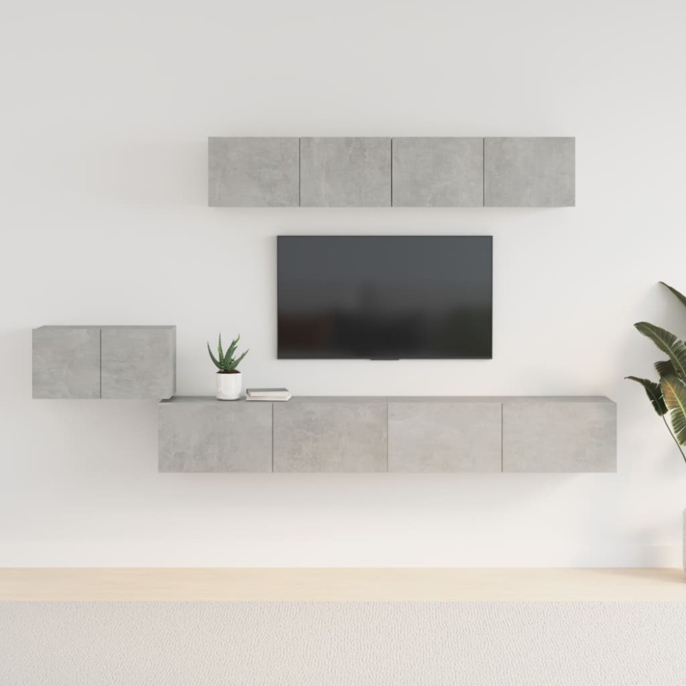 vidaXL Set dulap TV, 5 piese, gri beton, lemn prelucrat