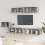 vidaXL Set dulap TV, 5 piese, gri beton, lemn prelucrat vidaXL Set dulap TV, 5 piese, gri beton, lemn prelucrat