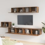vidaXL Set dulapuri TV, 5 piese, stejar fumuriu, lemn prelucrat vidaXL Set dulapuri TV, 5 piese, stejar fumuriu, lemn prelucrat