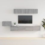 vidaXL Set dulapuri TV, 5 piese, gri sonoma, lemn prelucrat vidaXL Set dulapuri TV, 5 piese, gri sonoma, lemn prelucrat