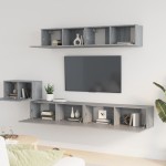 vidaXL Set dulapuri TV, 5 piese, gri sonoma, lemn prelucrat vidaXL Set dulapuri TV, 5 piese, gri sonoma, lemn prelucrat