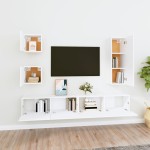 vidaXL Set dulap TV, 5 piese, alb, lemn prelucrat vidaXL Set dulap TV, 5 piese, alb, lemn prelucrat